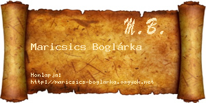 Maricsics Boglárka névjegykártya